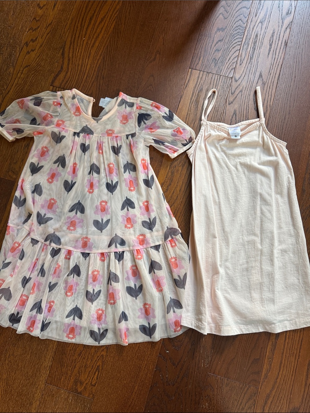Hanna Andersson Light Pink Floral Overlay Dress with Slip
